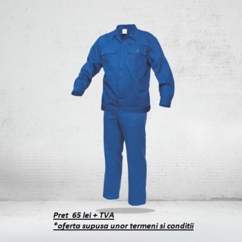 Salopeta de lucru ( set pantalon CU PIEPTAR + jacheta ) COMANDA SPECIALA - ALBASTRU ROYAL